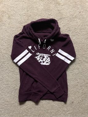 Reflex Women's Deep Plum Cowl Neck Graphic Sweater Size Small